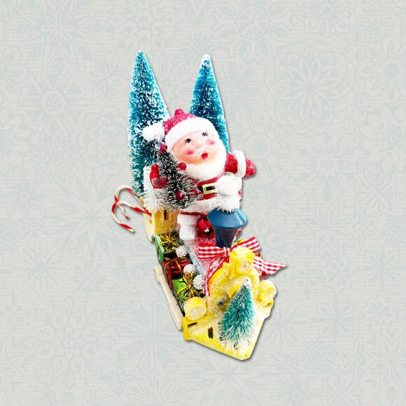 Santa Driving a Vintage Toy Train Christmas Assemblage - Picture 4 of 7
